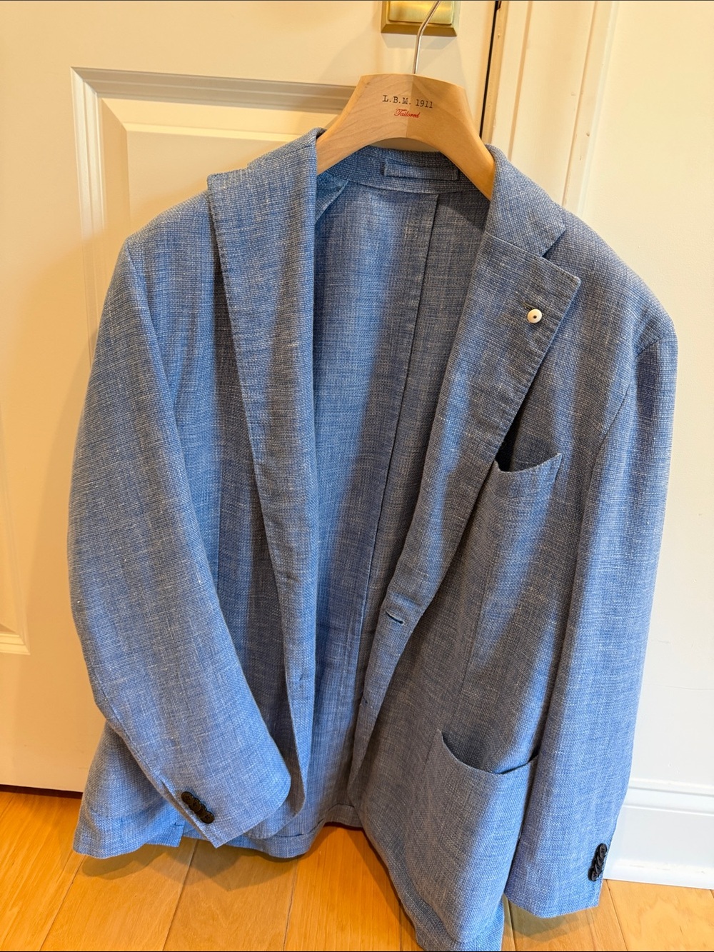 Light Blue Textured Open Blazer